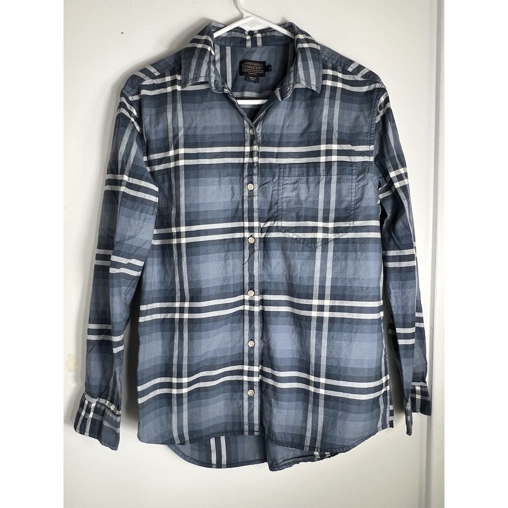 Pendleton Plaid Shirt‎ Womens Size Small Western Cotton Blue Button Up